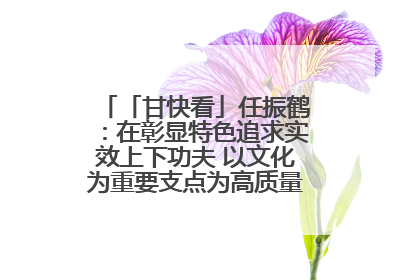 「甘快看」任振鹤：在彰显特色追求实效上下功夫 以文化为重要支点为高质量发展增添动能