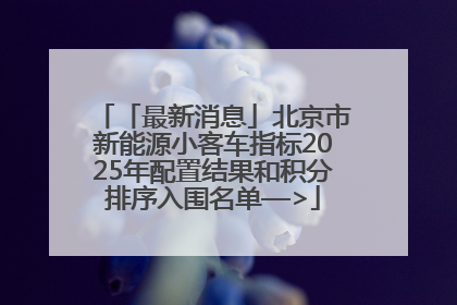 「最新消息」北京市新能源小客车指标2025年配置结果和积分排序入围名单—>