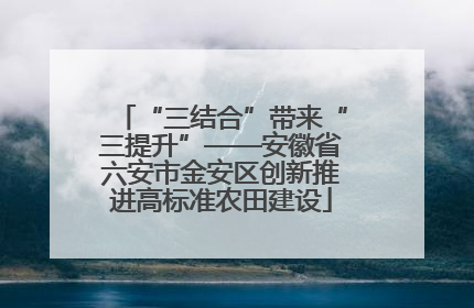 “三结合”带来“三提升”——安徽省六安市金安区创新推进高标准农田建设