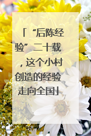 “后陈经验”二十载，这个小村创造的经验走向全国