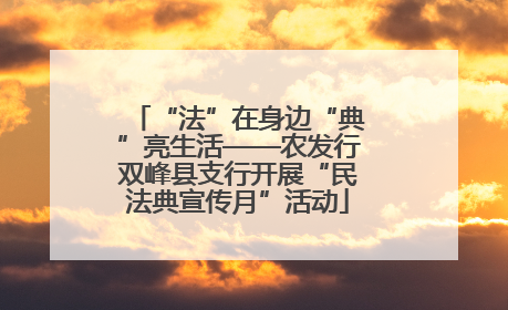 “法”在身边“典”亮生活——农发行双峰县支行开展“民法典宣传月”活动