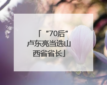 “70后”卢东亮当选山西省省长