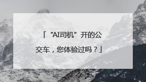 “AI司机”开的公交车，您体验过吗？