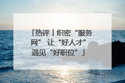 热评丨织密“服务网” 让“好人才”遇见“好职位”