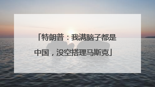 特朗普：我满脑子都是中国，没空搭理马斯克