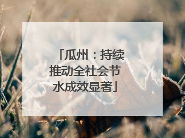 瓜州：持续推动全社会节水成效显著