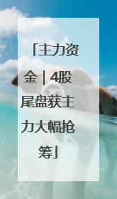 主力资金｜4股尾盘获主力大幅抢筹