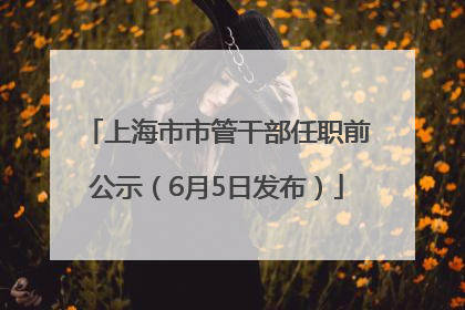 上海市市管干部任职前公示（6月5日发布）