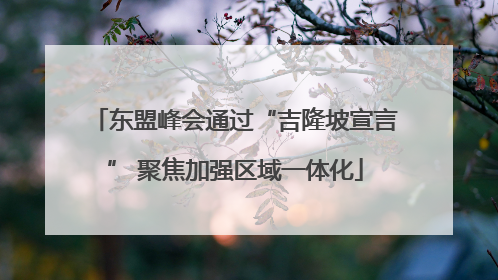 东盟峰会通过“吉隆坡宣言” 聚焦加强区域一体化