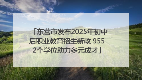 东营市发布2025年初中后职业教育招生新政 9552个学位助力多元成才
