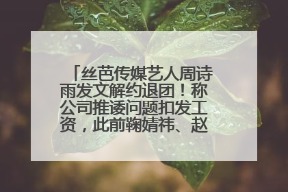 丝芭传媒艺人周诗雨发文解约退团！称公司推诿问题扣发工资，此前鞠婧祎、赵粤等多名艺人解约