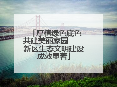 厚植绿色底色 共建美丽家园——新区生态文明建设成效显著