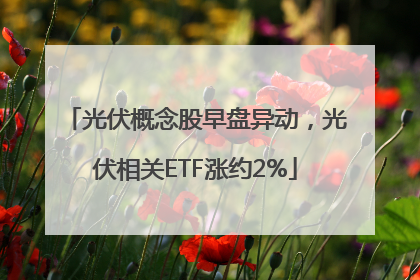 光伏概念股早盘异动，光伏相关ETF涨约2%