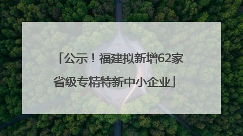 公示！福建拟新增62家省级专精特新中小企业