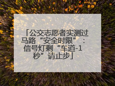 公交志愿者实测过马路“安全时限”：信号灯剩“车道-1秒”请止步