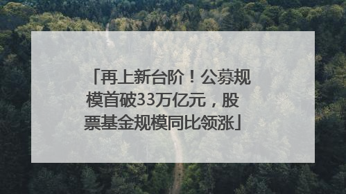 再上新台阶！公募规模首破33万亿元，股票基金规模同比领涨