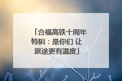 合福高铁十周年特辑：是你们 让旅途更有温度