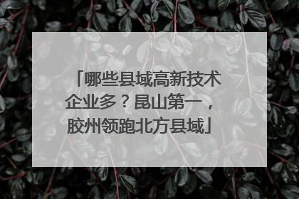 哪些县域高新技术企业多？昆山第一，胶州领跑北方县域