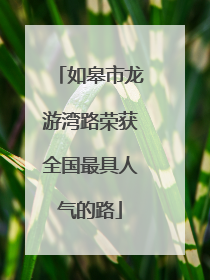 如皋市龙游湾路荣获全国最具人气的路