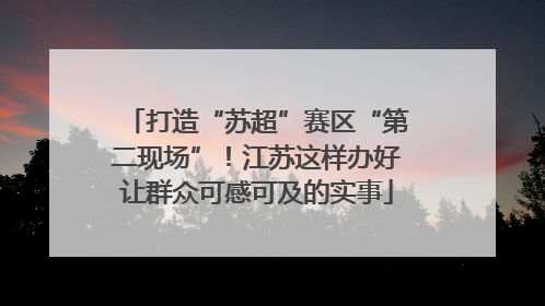 打造“苏超”赛区“第二现场”！江苏这样办好让群众可感可及的实事