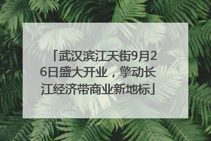 武汉滨江天街9月26日盛大开业，擎动长江经济带商业新地标
