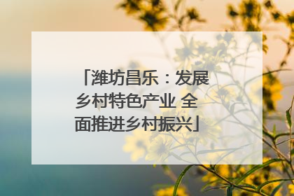 潍坊昌乐：发展乡村特色产业 全面推进乡村振兴