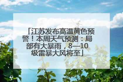 江苏发布高温黄色预警！本周天气预测：局部有大暴雨，8—10级雷暴大风将至