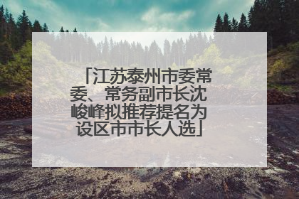 江苏泰州市委常委、常务副市长沈峻峰拟推荐提名为设区市市长人选