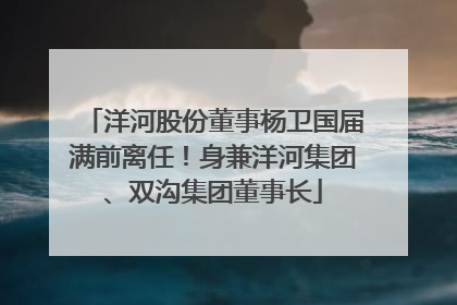洋河股份董事杨卫国届满前离任！身兼洋河集团、双沟集团董事长