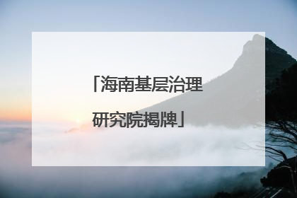 海南基层治理研究院揭牌