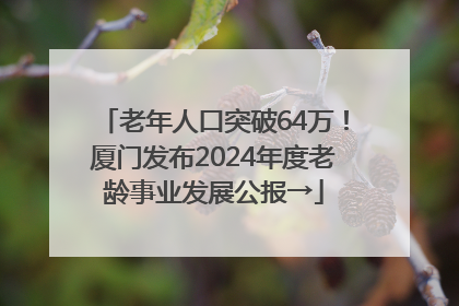 老年人口突破64万！厦门发布2024年度老龄事业发展公报→