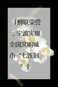 蝉联荣誉，宁波实现全国文明城市“七连冠”