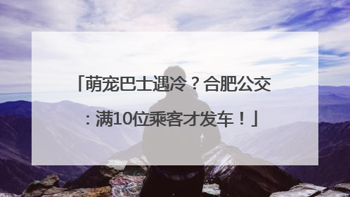 萌宠巴士遇冷？合肥公交：满10位乘客才发车！