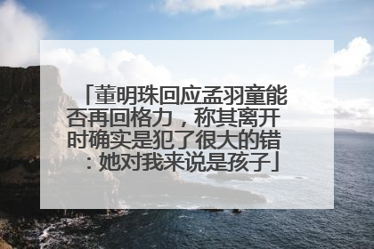 董明珠回应孟羽童能否再回格力，称其离开时确实是犯了很大的错：她对我来说是孩子