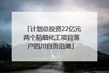 计划总投资22亿元 两个精细化工项目落户四川自贡沿滩