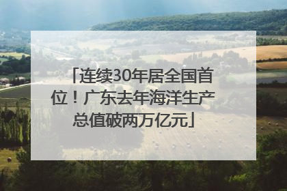 连续30年居全国首位！广东去年海洋生产总值破两万亿元