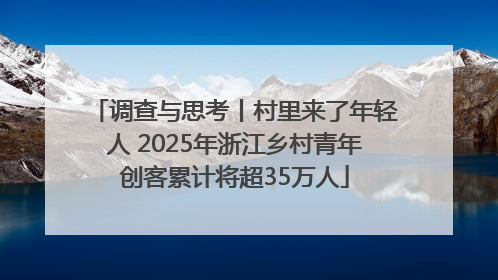 调查与思考丨村里来了年轻人 2025年浙江乡村青年创客累计将超35万人