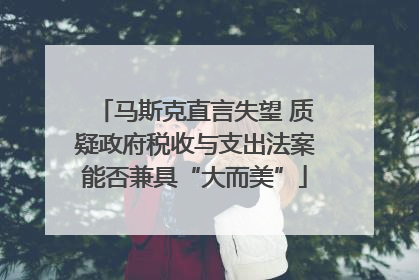 马斯克直言失望 质疑政府税收与支出法案能否兼具“大而美”