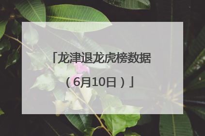 龙津退龙虎榜数据（6月10日）