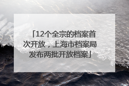 12个全宗的档案首次开放，上海市档案局发布两批开放档案