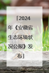 2024年《安徽省生态环境状况公报》发布