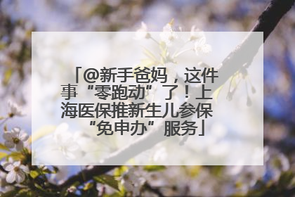 @新手爸妈，这件事“零跑动”了！上海医保推新生儿参保“免申办”服务